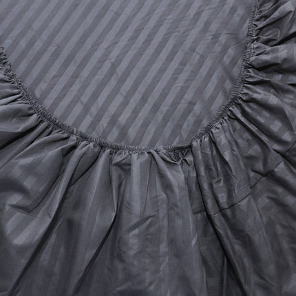 Захисне простирадло двоспальне на гумці з декором смужка (160*200*25) однотонне з поліестеру мікрофібра, фото 2