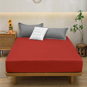 Натяжне захисне простирадло-чохол із мікрофібри на гумці двоспальне (140*200*25) синтетичне однотонне червоне