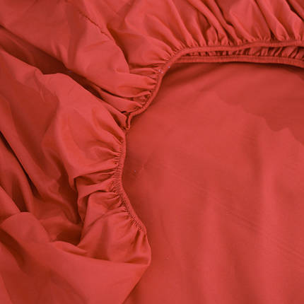 Натяжне захисне простирадло-чохол із мікрофібри на гумці двоспальне (140*200*25) синтетичне однотонне червоне, фото 2