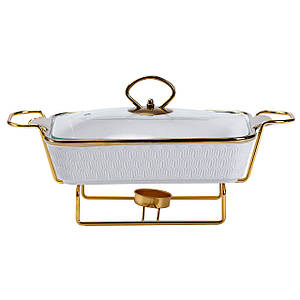 Керамічна мармітниця прямокутна 31*16*11 см 1л біла