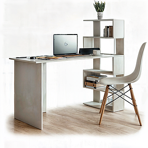 Стіл комп'ютерний Tobi Sho ST-0015 з боковим стелажем 1416х750х600 Білий