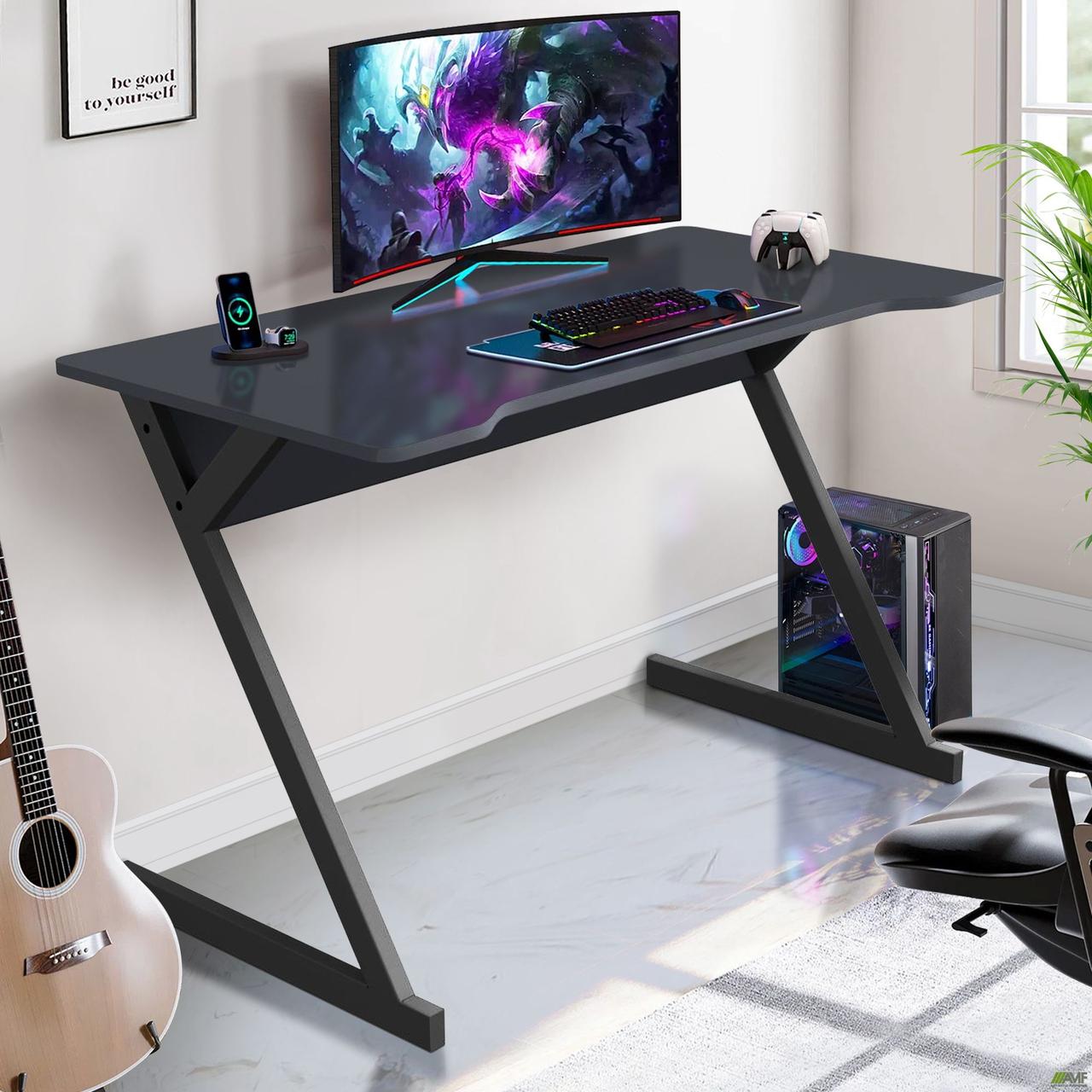 Стіл комп'ютерний Декстер / Dexter DX1200 (1200х600х750Н) каркас чорний графіт / стільниця Антрацит