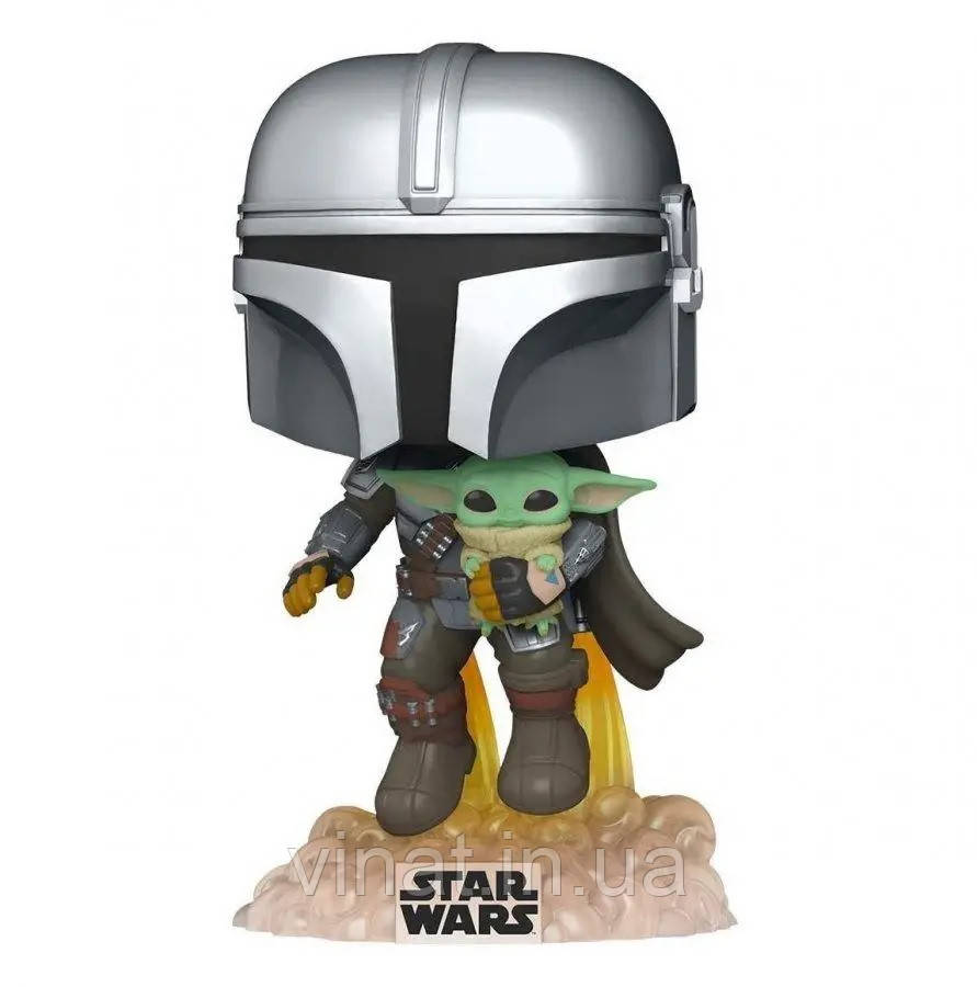 Колекційна фігурка Funko Pop Bobble Star Wars Mandalorian Flying with The Child Зіркові Війни Мандалорець з малюком у польоті №402