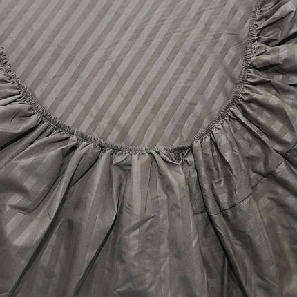 Захисне натяжне простирадло-чохол мікрофібра для двоспального ліжка на гумці (160*200*25) однотонне сіре в смужку, фото 2