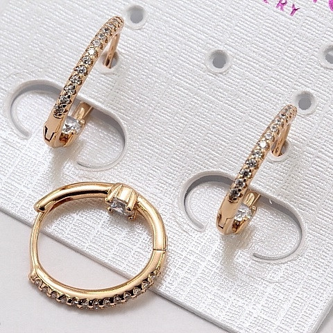 Сережки колечка з камінцями медичне золото, фото 1