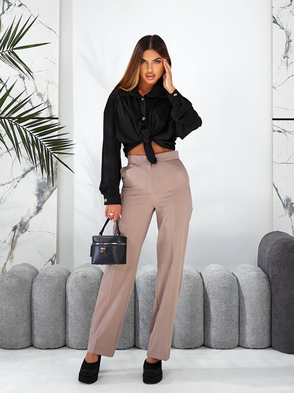 Класичні брюки прямого крою, артикул 890, мокко / кава з молоком