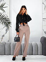 Класичні брюки прямого крою, артикул 890, мокко / кава з молоком