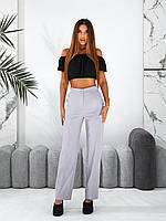 Класичні брюки прямого крою, артикул 890, сірий / сірого кольору