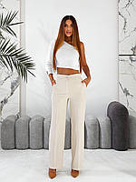 Класичні брюки прямого крою, артикул 890, беж / бежевого кольору