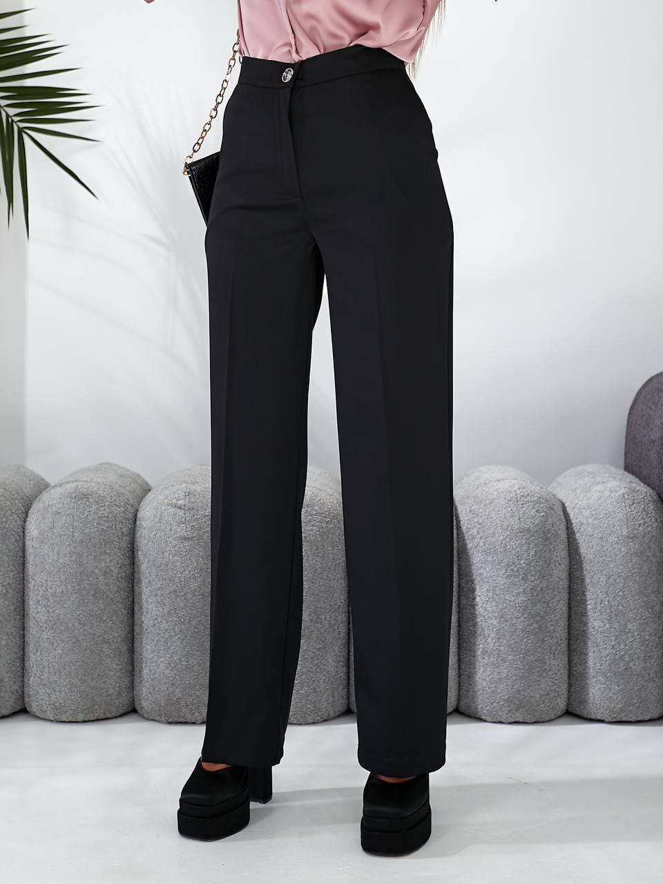 Штани з високою талією, артикул 890, чорний / чорного кольору, фото 1