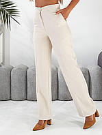 Штани з високою талією, артикул 890, беж / бежевого кольору