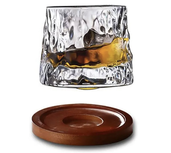 Крутий танцювальний келих обертовий стакан 160 мл із деревяною підставкою води, фото 1