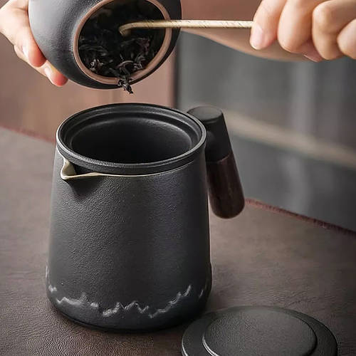 Дорожный чайный набор Lesko заварник + 4 пиалы Black с чехлом 350 ml ...