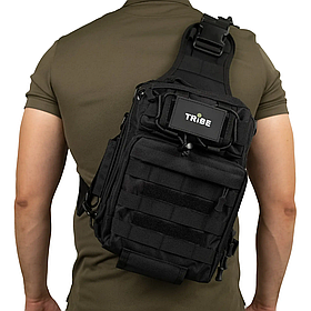 Сумка через плече Tribe Sling Pack 6,5 л. T-IE-0003, Чорний. Поясний рюкзак для плеча. Чоловіча поясна сумка