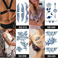 Набір з 4 тимчасових джагуа тату"візерунки", реалістичні, стійкість до 20 днів, 18 х 11 см, SPX set middle 03