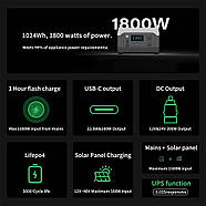 Зарядна станція XPower 1800 Вт, 1024 Вт*год (електростанція для дому, UPS, ДБЖ), фото 4