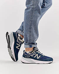 Чоловічі кросівки замша сітка New Balance 990V6 Navy White, кеди Нью Беленс сині. Чоловіче взуття