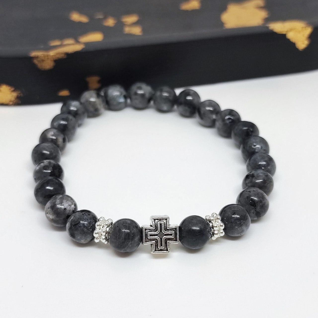 Браслет на 23 намистини з лабрадориту, фото 1