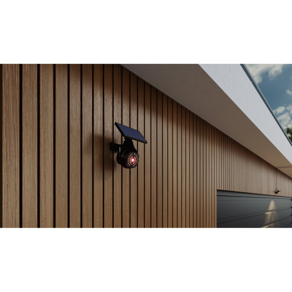 Сонячний прожектор з датчиком руху і сутінків GUARDOS, LED, 300лм, 6400K, 1200mAh, IP65, фіктивна камера