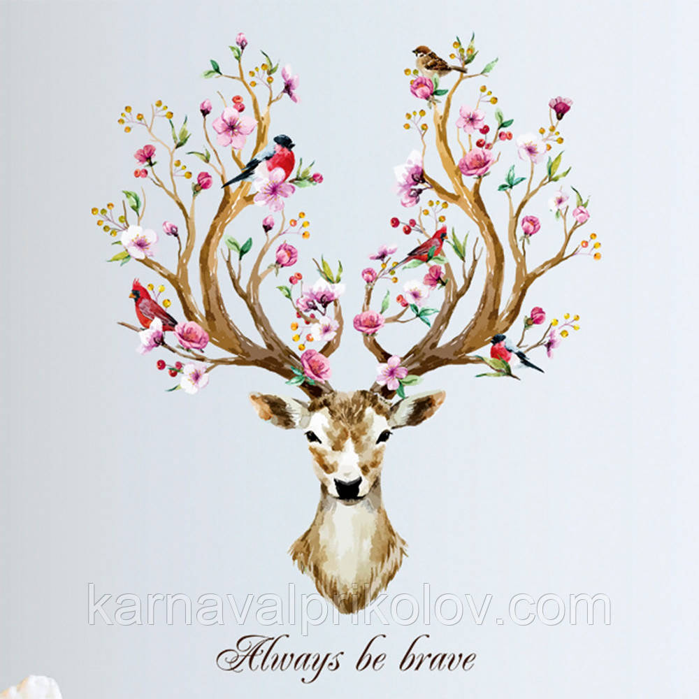 Інтер'єрна наклейка ZOO Олень з квітучими рогами SK9003B 90х60см