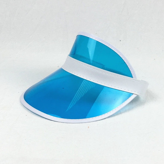 Жіночий пластиковий прозорий козирок лого брендований блакитний, фото 1