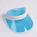 Жіночий пластиковий прозорий козирок лого брендований блакитний, фото 2