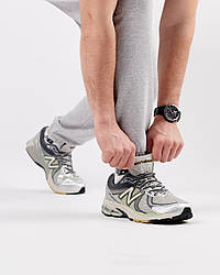 Чоловічі кросівки шкіряні сітка New Balance 860v2 White Gray Silver, кеди Нью Беланс сірі. Чоловіче взуття