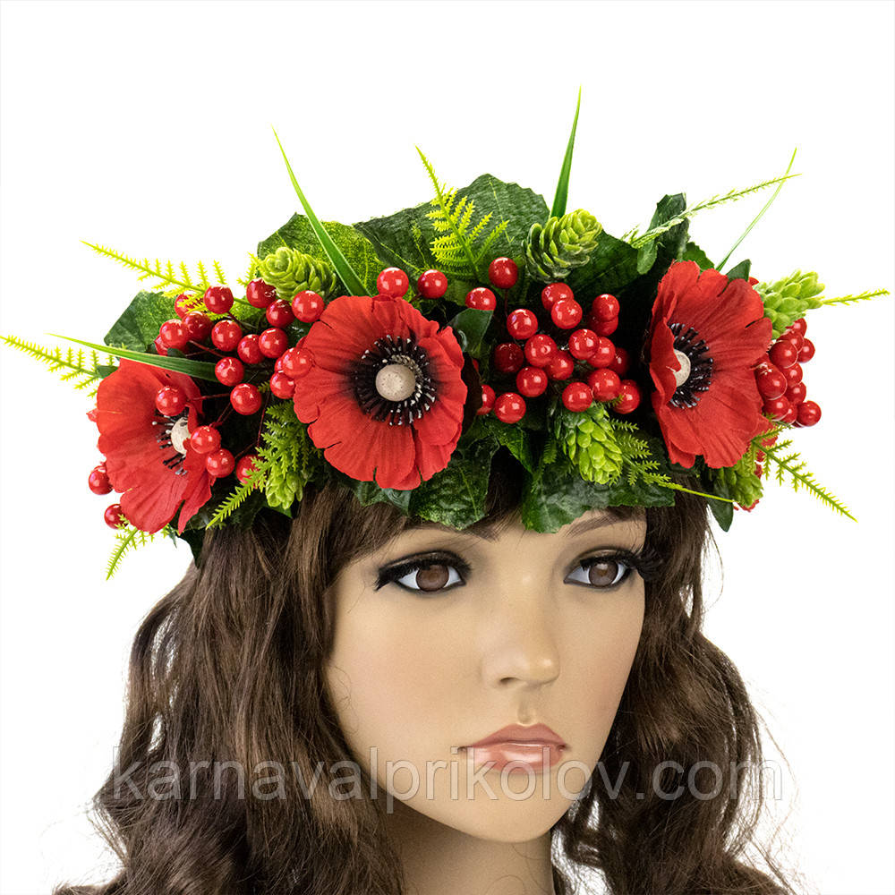 Український віночок об'ємний на голову на голову Ружена 13090