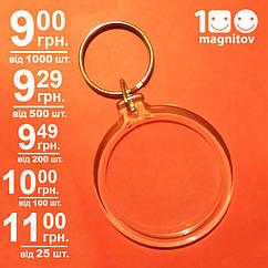 Круглі акрилові брелоки, заготовки. Діаметр вставки 37 мм