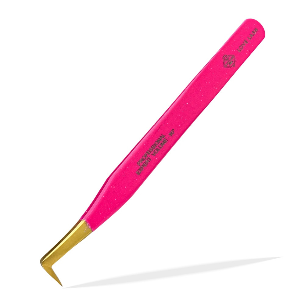 Пінцет LoveLash Twin 90° Pink-Glitter