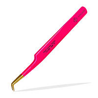 Пінцет LoveLash L-6mm 75° Pink-Glitter