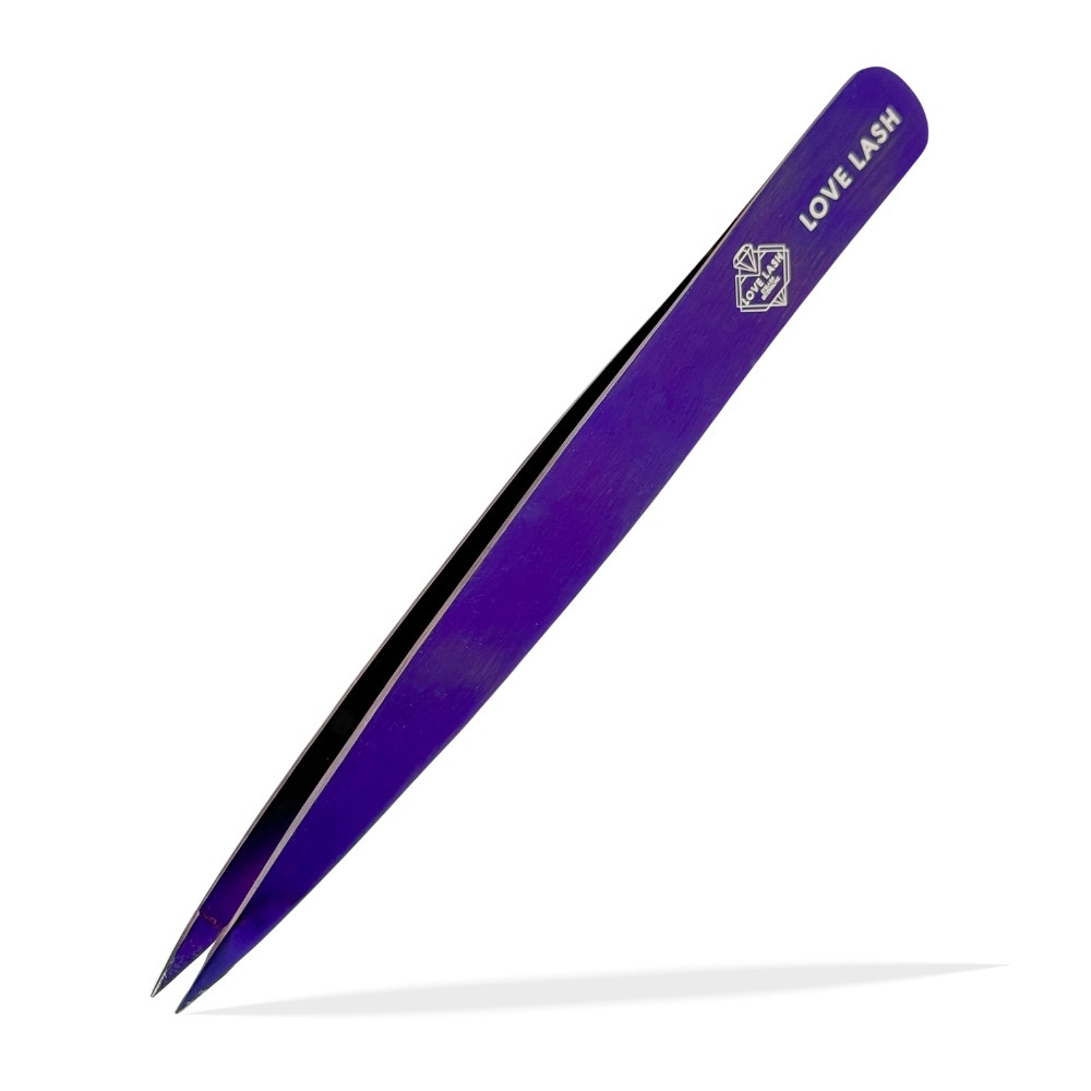 Пінцет для брів LoveLash точковий Purple
