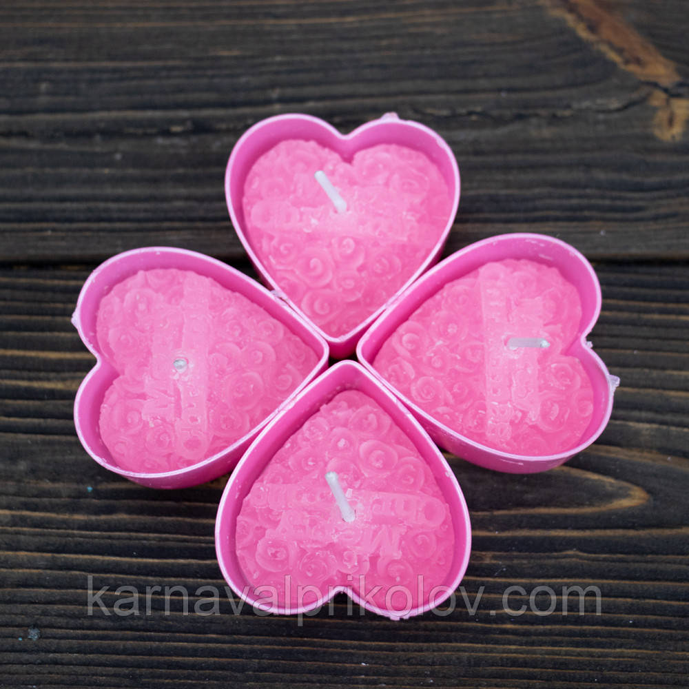 Свічки плаваючі Серце (уп 4шт) рожеві