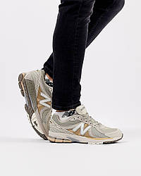 Чоловічі кросівки шкіряні сітка New Balance 860v2 Beige Gold, кеди Нью Беланс бежеві. Чоловіче взуття