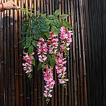 Штучна гілка гліцинії ампельна рожева 85 см за 10 шт., фото 4