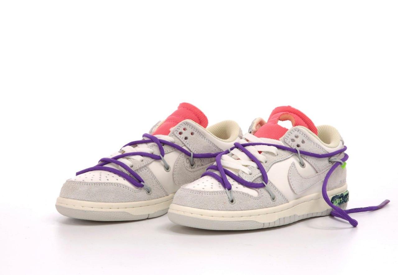 Жіночі та чоловічі кросівки Nike Dunk Low Off White Grey Кеди Найк Данк Лоу білі з сіим замша шкіра демісезон