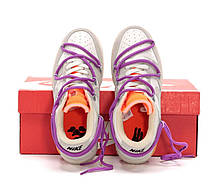 Жіночі кросівки Nike Dunk Low Off White Grey Кеди Найк Данк Лоу білі з сіим замша шкіра демісезон, фото 6
