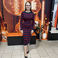 Плаття вязане довге полоска облягаюче тепле S бордо