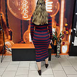 Плаття вязане довге полоска облягаюче тепле S бордо, фото 3