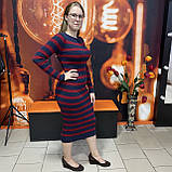 Плаття вязане довге полоска облягаюче тепле S бордо, фото 4