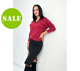 Жіночий костюм-двійка з ангори "Almo" бордовий | Розпродаж кольору