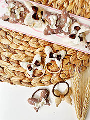 Резинки для волосся дитячі тканеві оптом 10 пар/уп МЕТЕЛИК З БАНТИКОМ