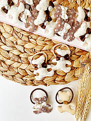 Резинки для волосся дитячі оптом тканеві 10 пар/уп ВЕДМЕДИК З БАНТИКОМ