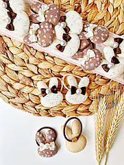 Резинки для волосся дитячі тканеві 10 пар/уп ЗАЙКА З БАНТИКОМ