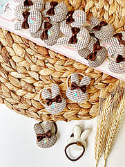 Резинки для волосся дитячі тканеві оптом 10 пар/уп ЗАЙЦІ З БАНТИКОМ