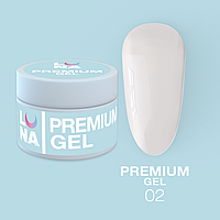 Гель LUNAMoon Premium Gel №2 - молочний на 15 мл для зміцнення, вирівнювання та нарощування нігтів
