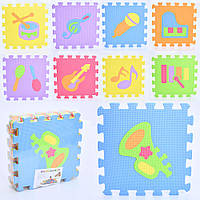 Ігровий килимок-мозаїка «Музичні інструменти» на 9 деталей 30х30 см, в пакеті 30х30х8 см