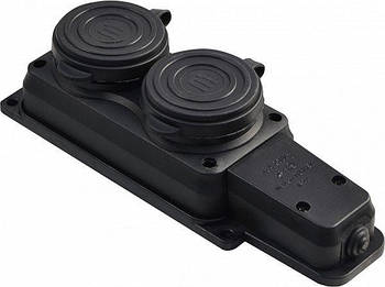Колодка 2 гнізда 1/16A з кришкою каучукова АСКО КК 2Р+PE