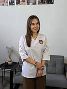 Кофта медична, робоча, універсальна Toffy Жіноча Біла M-L, фото 10