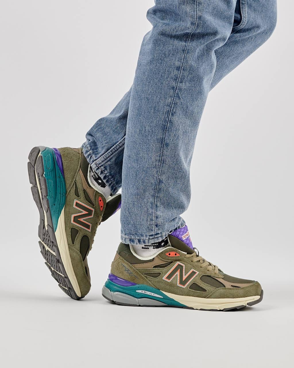 Чоловічі кросівки замша сітка New Balance 990 v3 "Traiblaisers", кеди чоловічі Нью Беленс хакі. Чоловіче взуття
